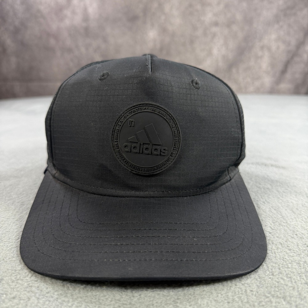 Adidas Aeroready Snapback Hat Black Ripstop Rubber Logo Patch Adjustable Cap